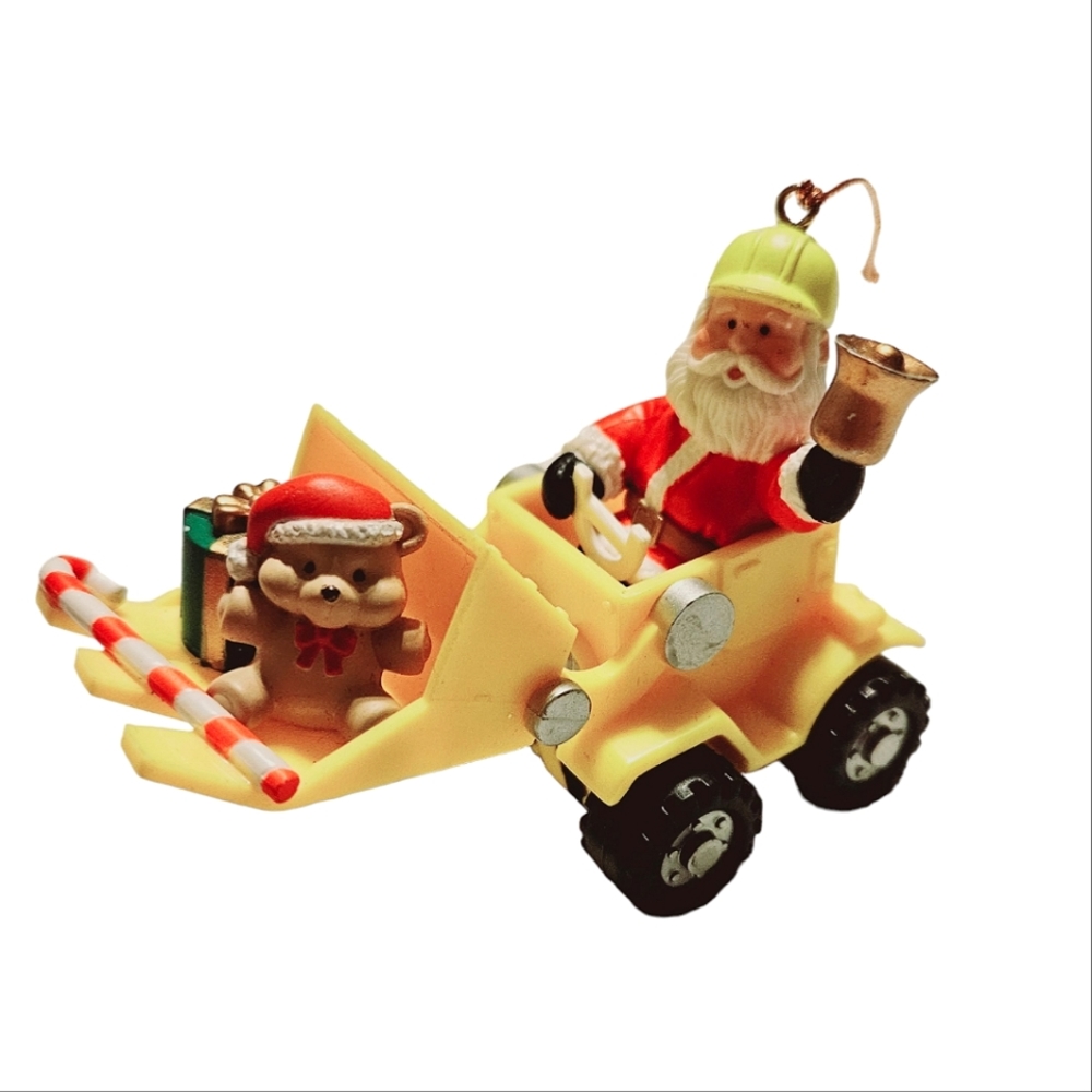 Vintage 1996 Santa on a Tractor with Toys Bell Christmas Ornament
